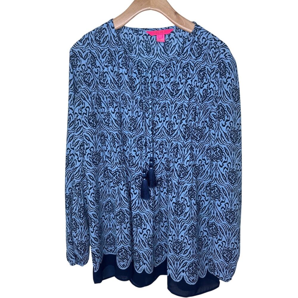 Lilly Pulitzer Marlina Tunic Bon Bon Blue Go Your Own Way Size Small